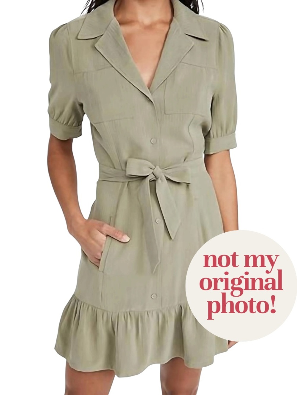 PAIGE Mayslie Puff Sleeve Self-Belt Dress, Size S, in the color Cactus